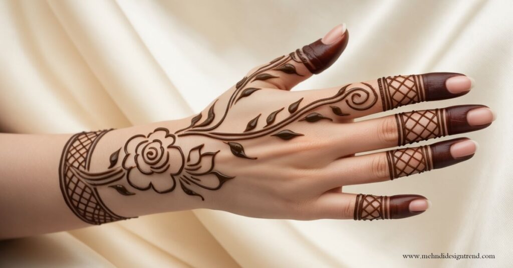 Modern & Elegant Stylish Back Hand Mehndi Design 2025/26 6 Arabic Stylish Back Hand Mehndi Designs