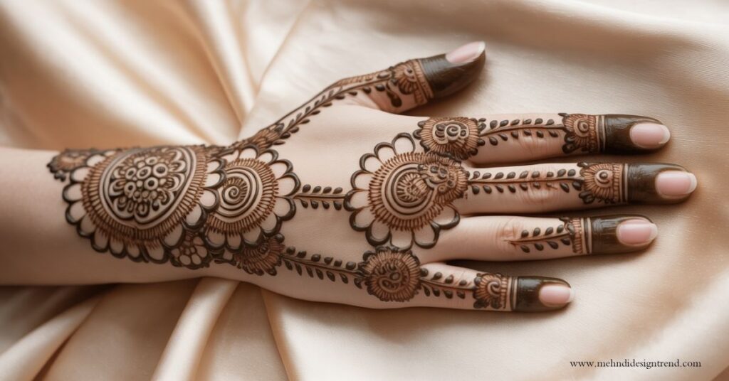 Modern & Elegant Stylish Back Hand Mehndi Design 2025/26 19 Back Side Bharwa Mehndi Designs