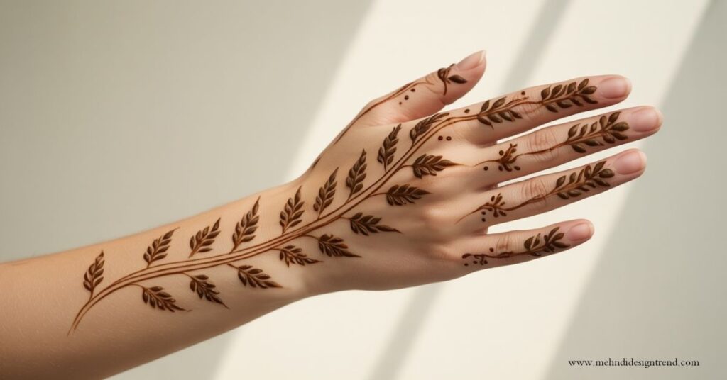 Modern & Elegant Stylish Back Hand Mehndi Design 2025/26 17 Back Side Leaf Mehndi Design