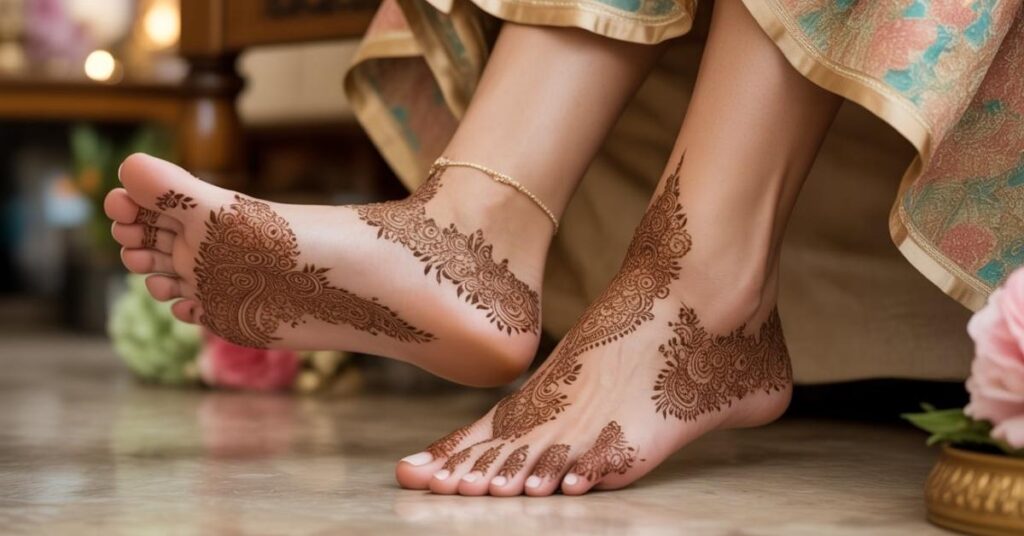 Simple & Easy Foot Mehndi Design Photos | Bridal Arabic Styles 2025 19 Bridal Foot Mehndi Design