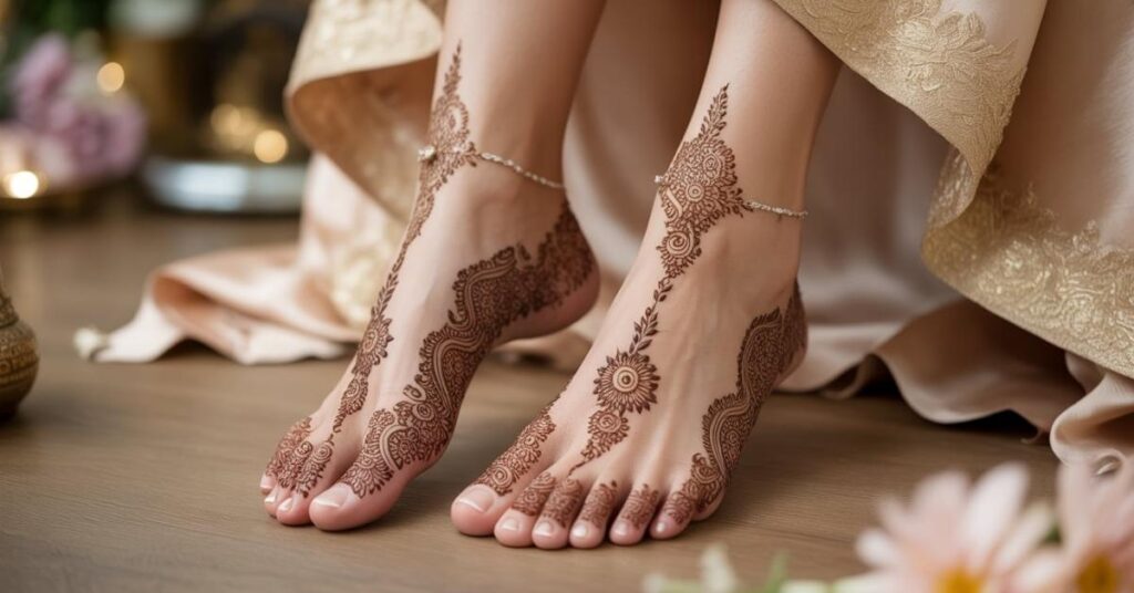 Simple & Easy Foot Mehndi Design Photos | Bridal Arabic Styles 2025 63 Bride Foot Mehndi Design