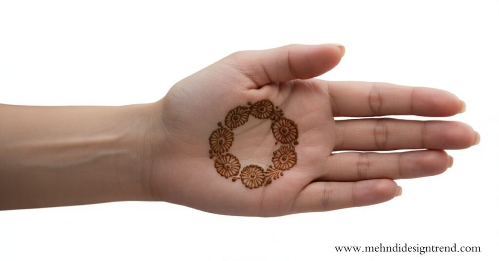 Circle Flower Mehndi Design For Front Hand