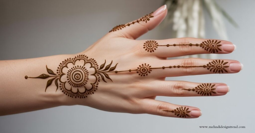 Modern & Elegant Stylish Back Hand Mehndi Design 2025/26 43 Eid Back Hand Mehndi Designs