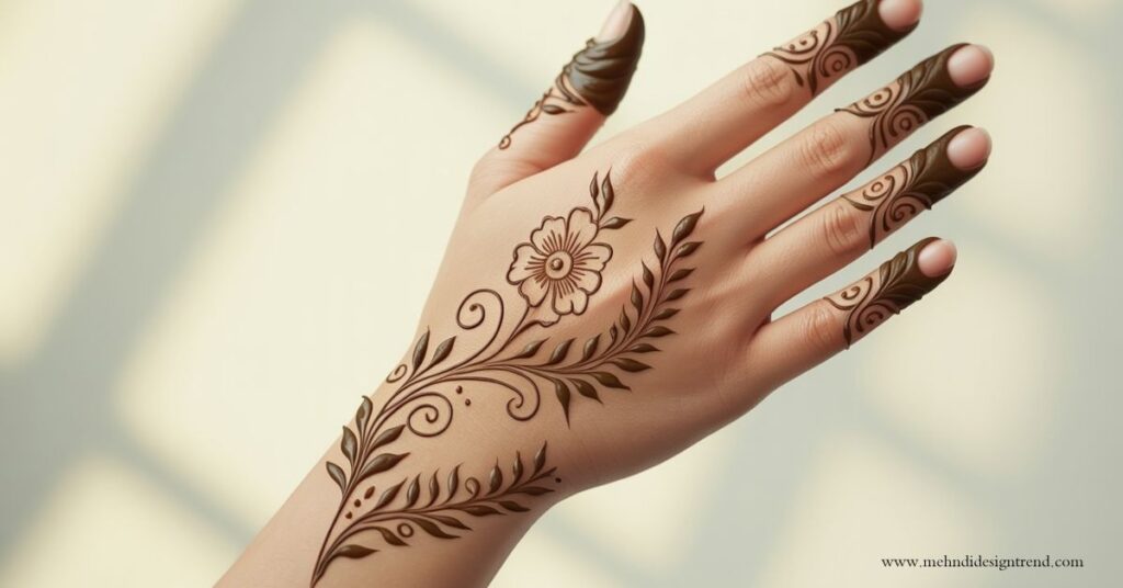 Modern & Elegant Stylish Back Hand Mehndi Design 2025/26 4 Elegant & Minimal Back Hand Mehndi