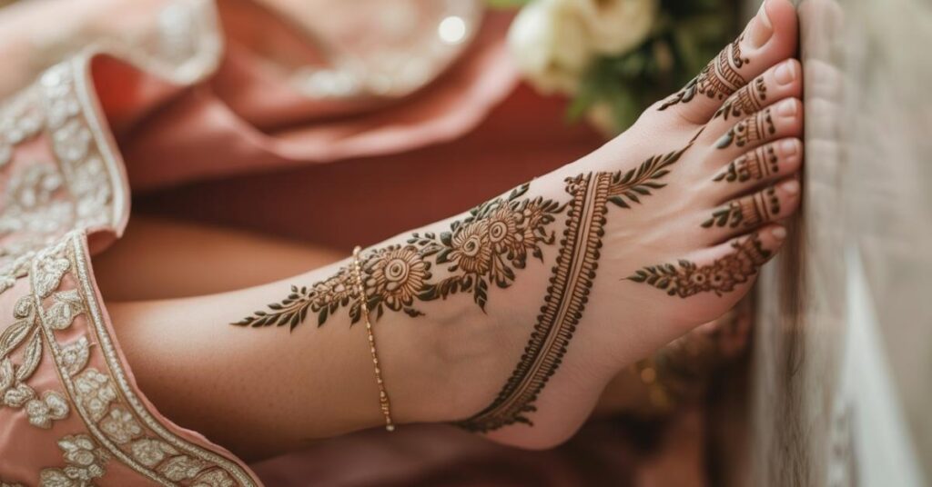 Simple & Easy Foot Mehndi Design Photos | Bridal Arabic Styles 2025 36 Foot Mehndi Design Side Bail