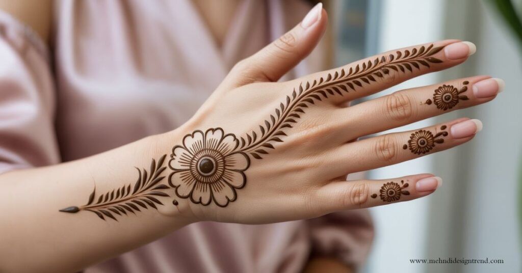 Modern & Elegant Stylish Back Hand Mehndi Design 2025/26 13 Half-Hand Back Side Mehndi Designs