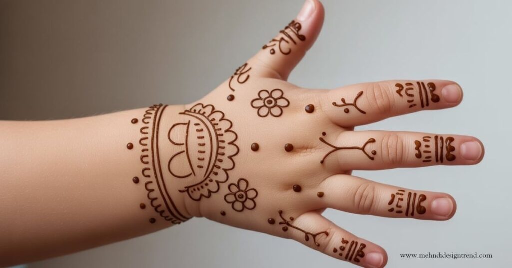 Modern & Elegant Stylish Back Hand Mehndi Design 2025/26 39 Kids’ Back Hand Mehndi Designs (Cute & Simple)