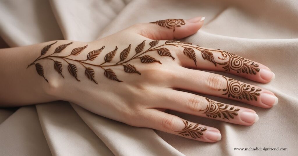 Modern & Elegant Stylish Back Hand Mehndi Design 2025/26 9 Leaf & Vine Back Hand Designs