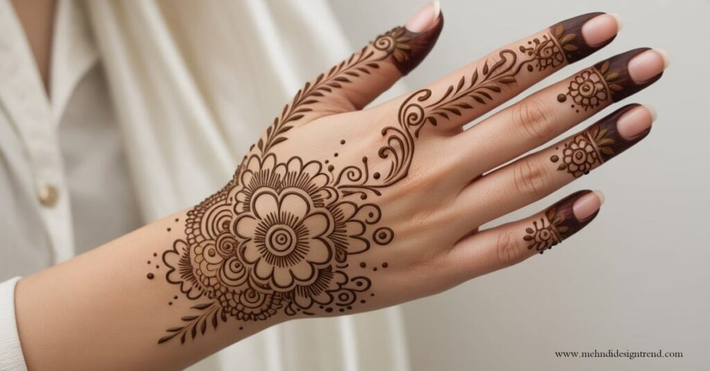 Modern & Elegant Stylish Back Hand Mehndi Design 2025/26 40 Left Hand Stylish Back Side Mehndi Designs