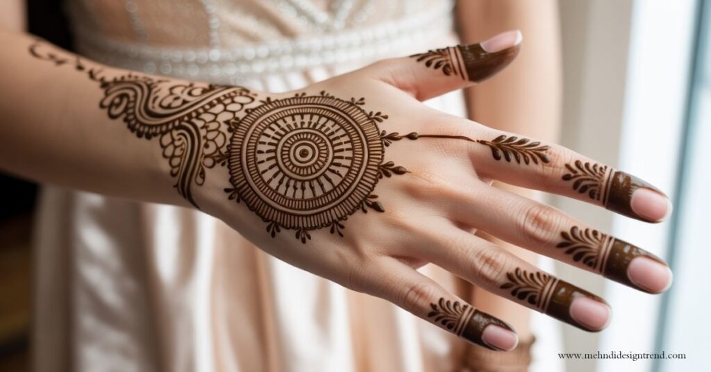Modern & Elegant Stylish Back Hand Mehndi Design 2025/26 11 Mandala Back Hand Mehndi Designs