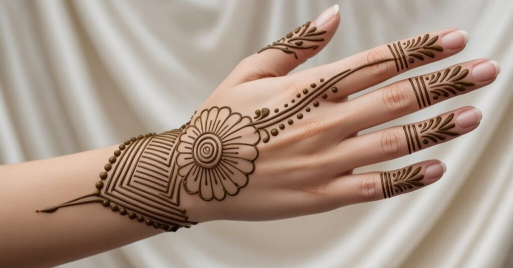 Modern & Elegant Stylish Back Hand Mehndi Design 2025/26 3 Modern Stylish Back Hand Mehndi Designs