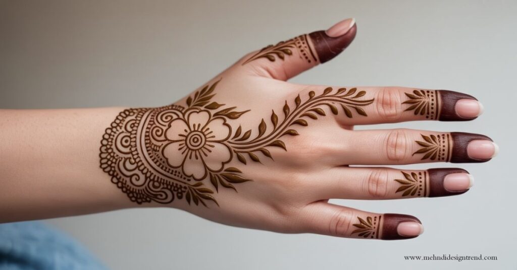 Modern & Elegant Stylish Back Hand Mehndi Design 2025/26 41 Right Hand Back Side Mehndi Designs