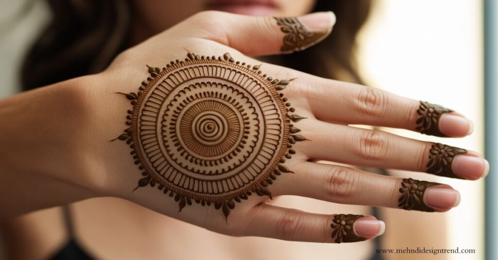 Round Mehndi Design Back Hand
