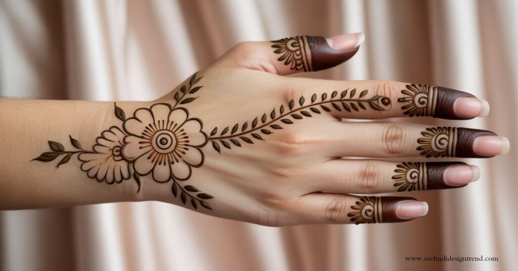 Modern & Elegant Stylish Back Hand Mehndi Design 2025/26 33 Simple Wedding Back Hand Mehndi