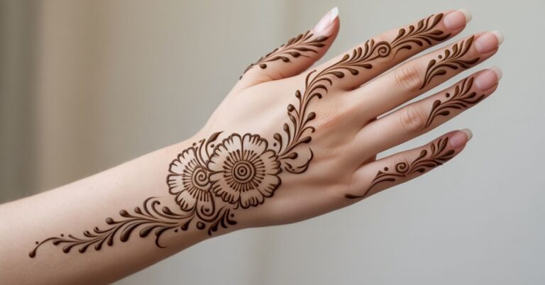 Stylish Back Hand Mehndi Design