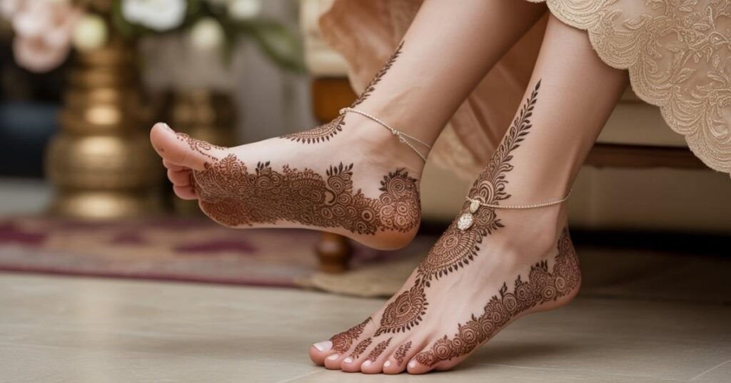 Simple & Easy Foot Mehndi Design Photos | Bridal Arabic Styles 2025 65 Wedding Bridal Foot Mehndi Design