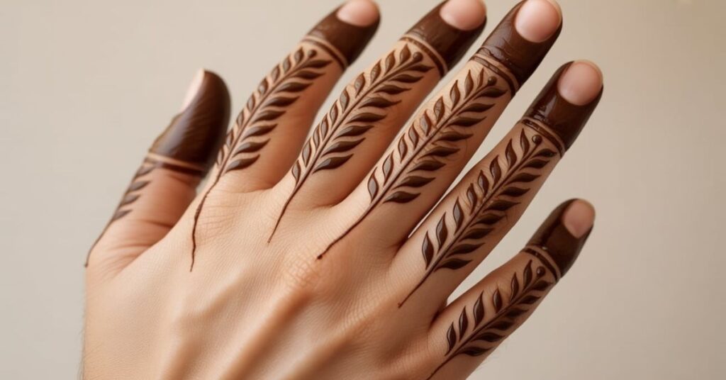 80+ Stylish & Easy Royal Finger Mehendi Designs for Front and Back 5 Arabic Finger Mehndi Designs