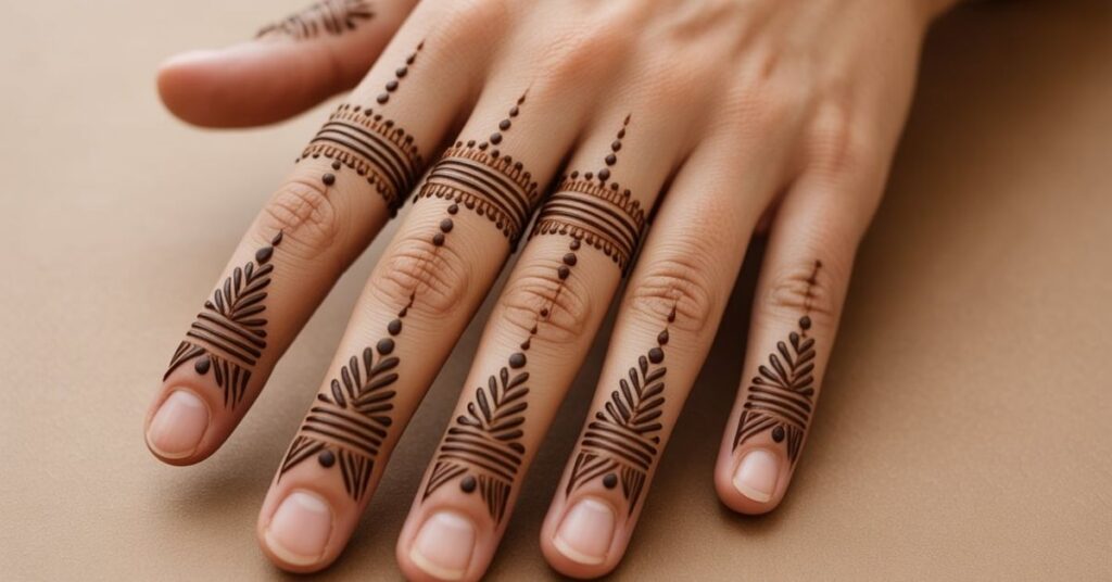 80+ Stylish & Easy Royal Finger Mehendi Designs for Front and Back 49 Boho Finger Mehendi Design