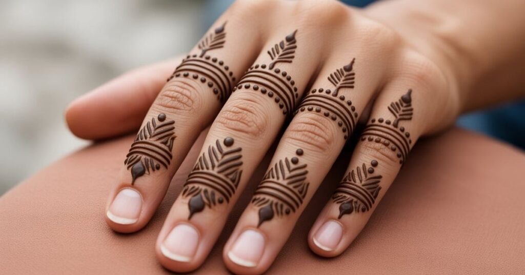 80+ Stylish & Easy Royal Finger Mehendi Designs for Front and Back 32 Boho Finger Mehendi Design