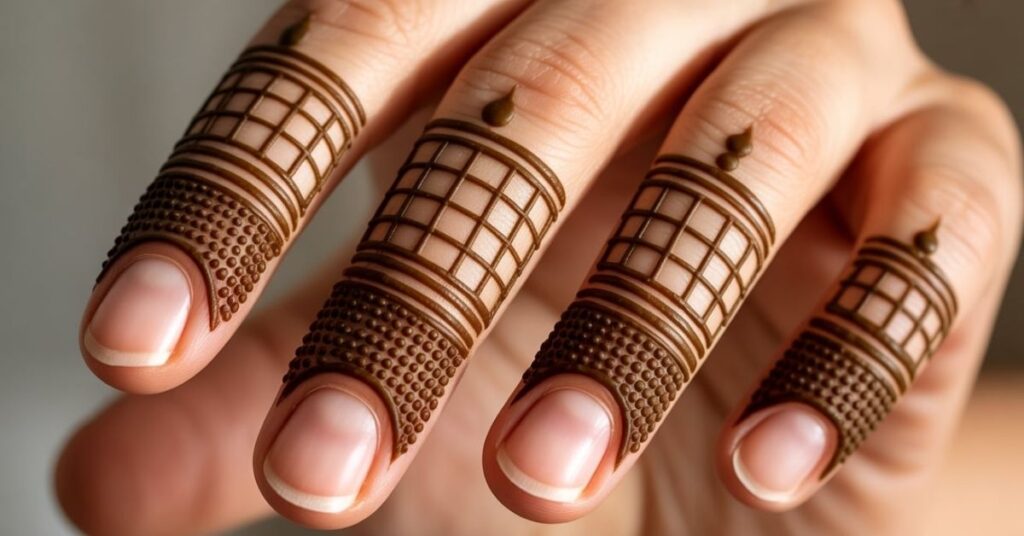 80+ Stylish & Easy Royal Finger Mehendi Designs for Front and Back 89 Chessboard Finger Mehndi Designs