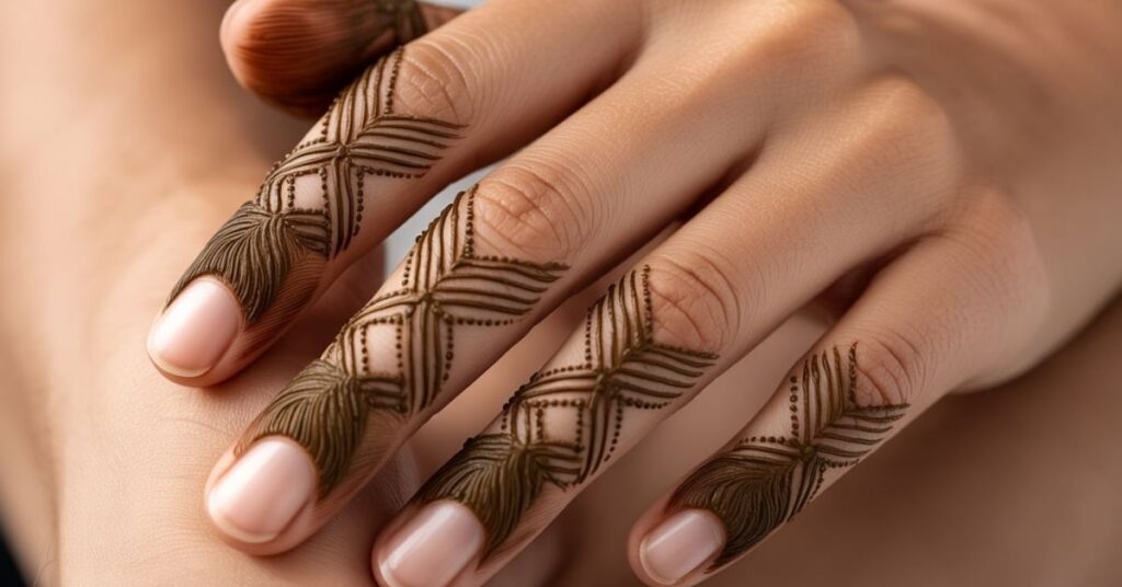 80+ Stylish & Easy Royal Finger Mehendi Designs for Front and Back 90 Criss-Cross Finger Mehndi Designs
