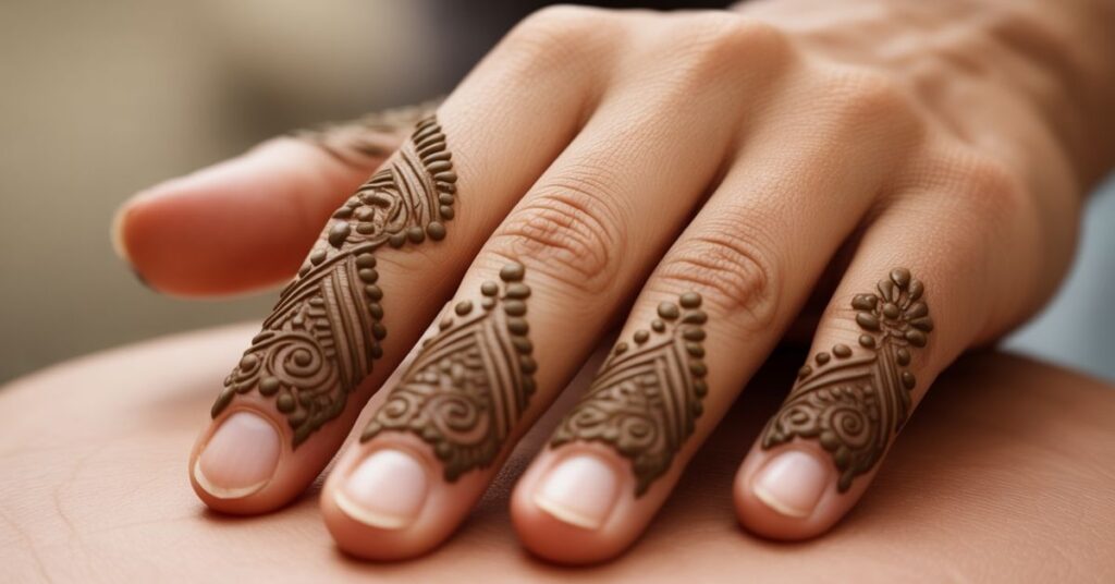 80+ Stylish & Easy Royal Finger Mehendi Designs for Front and Back 12 Front Finger Mehndi Design