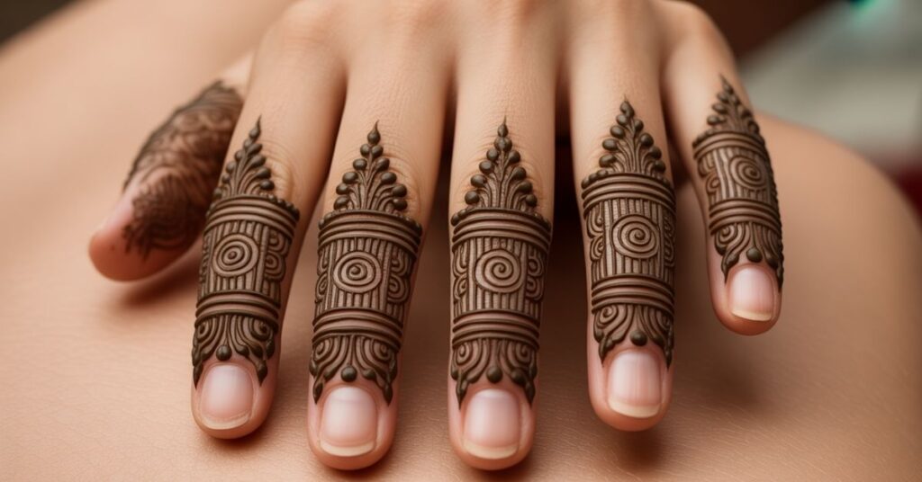 80+ Stylish & Easy Royal Finger Mehendi Designs for Front and Back 20 Full Finger Mehndi Design