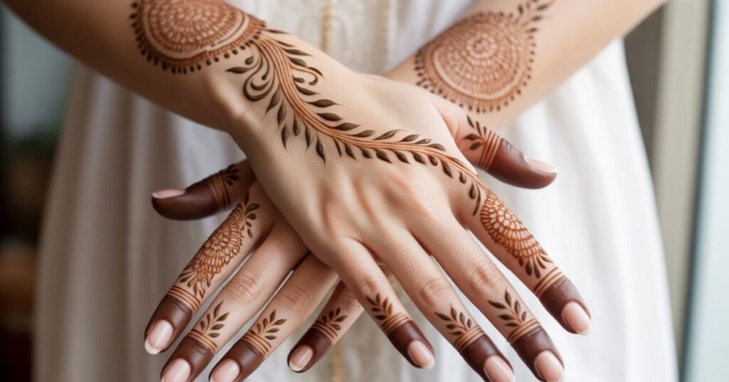 80+ Stylish & Easy Royal Finger Mehendi Designs for Front and Back 93 Gorgeous Finger Mehndi Designs