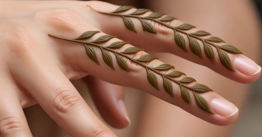 80+ Stylish & Easy Royal Finger Mehendi Designs for Front and Back 30 Leaf Trails