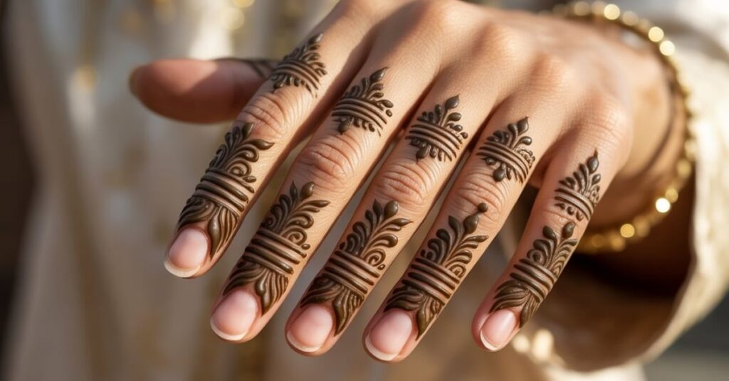 80+ Stylish & Easy Royal Finger Mehendi Designs for Front and Back 85 Marwadi Finger Mehndi Designs