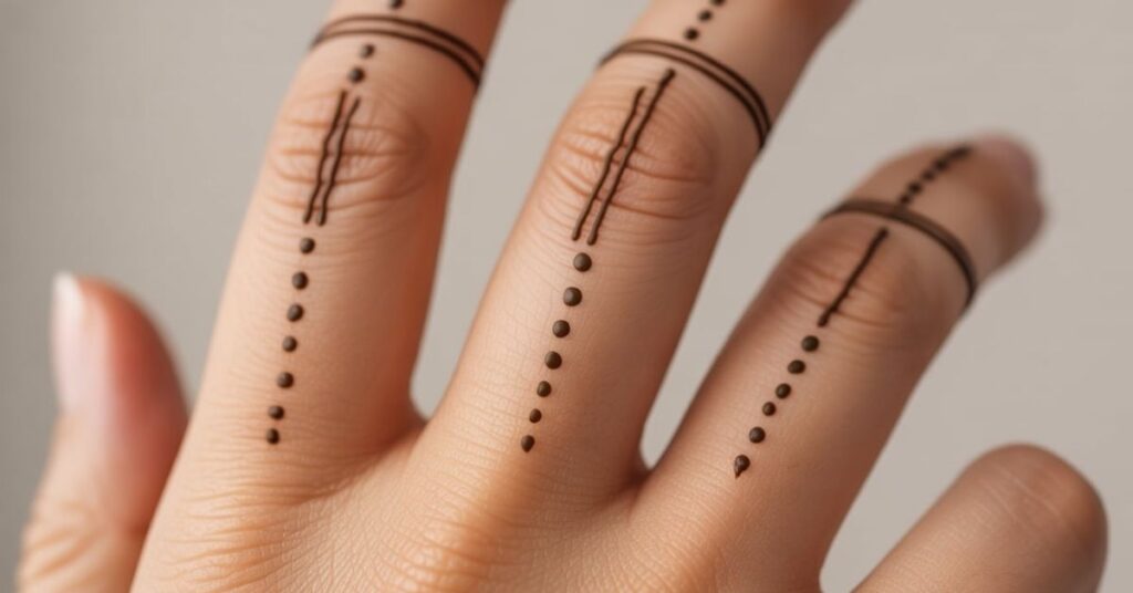 80+ Stylish & Easy Royal Finger Mehendi Designs for Front and Back 6 Minimalistic Finger Mehndi Designs