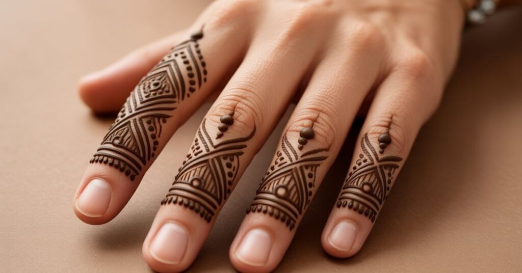 80+ Stylish & Easy Royal Finger Mehendi Designs for Front and Back 80 Moroccan Finger Mehndi Designs