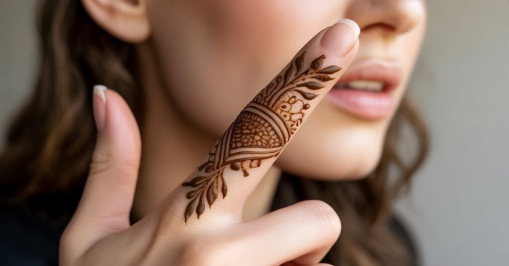 80+ Stylish & Easy Royal Finger Mehendi Designs for Front and Back 15 One Finger Mehndi Design