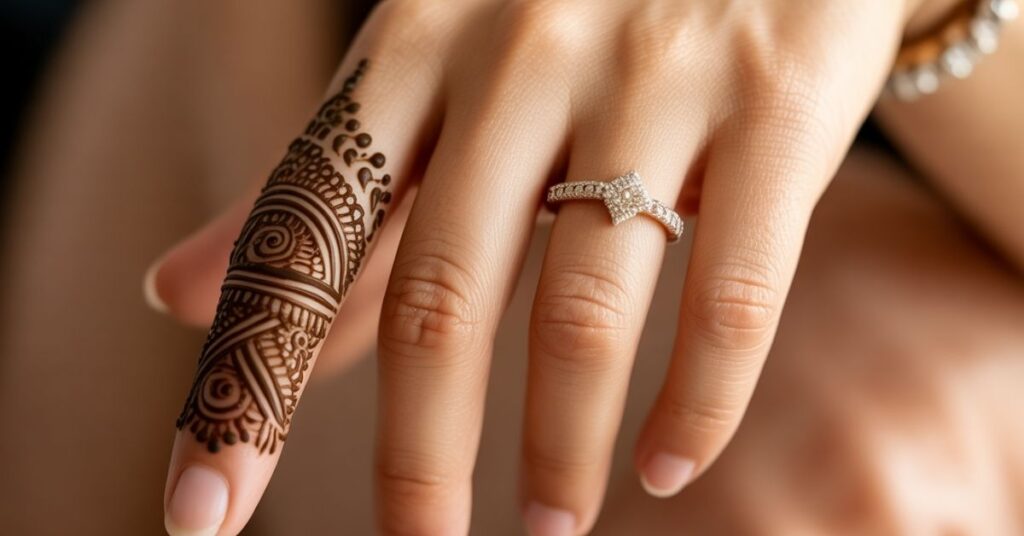 80+ Stylish & Easy Royal Finger Mehendi Designs for Front and Back 16 Ring Finger Mehndi Design