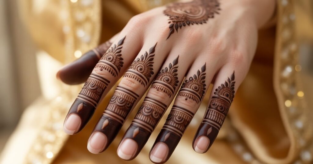80+ Stylish & Easy Royal Finger Mehendi Designs for Front and Back 9 Royal Finger Mehndi Design