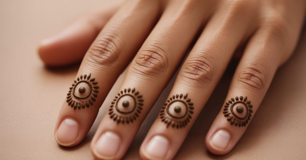 80+ Stylish & Easy Royal Finger Mehendi Designs for Front and Back 41 Simple Circle Finger Mehendi Design