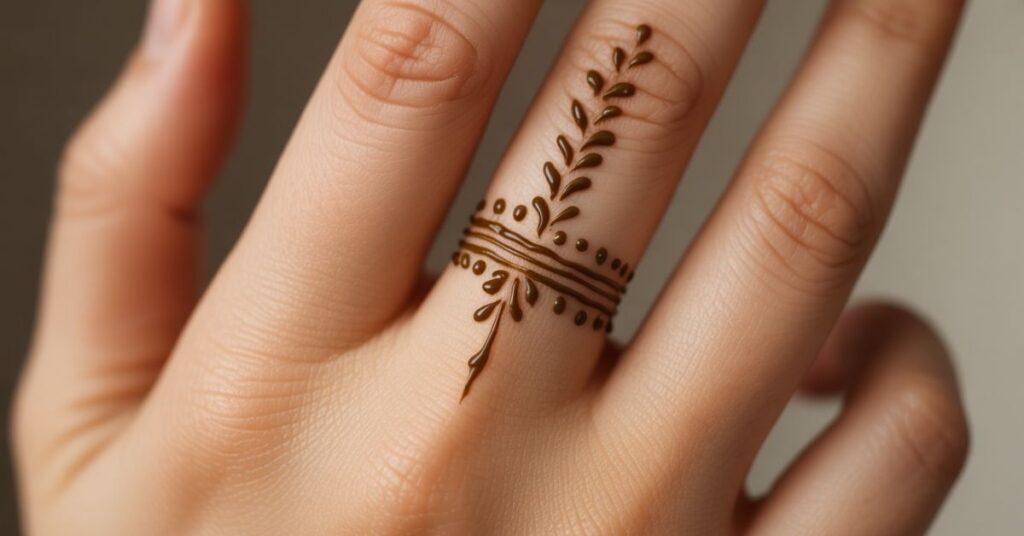 80+ Stylish & Easy Royal Finger Mehendi Designs for Front and Back 92 Simple Ring Finger Mehndi Designs