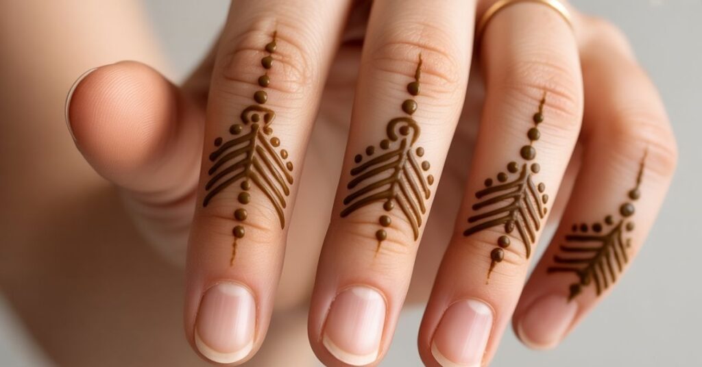 80+ Stylish & Easy Royal Finger Mehendi Designs for Front and Back 14 Simple Unique Finger Mehndi Design