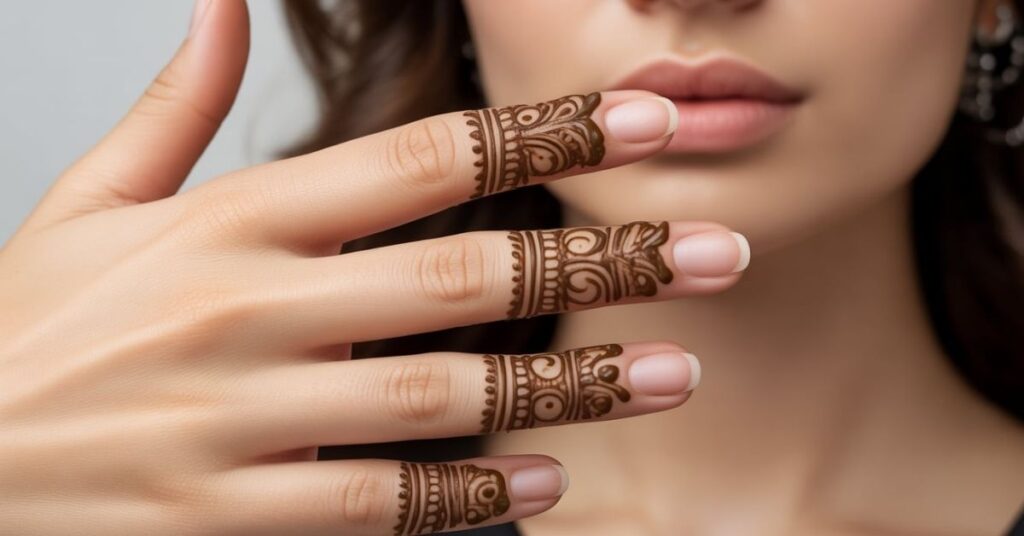 80+ Stylish & Easy Royal Finger Mehendi Designs for Front and Back 7 Stylish Finger Mehndi Design