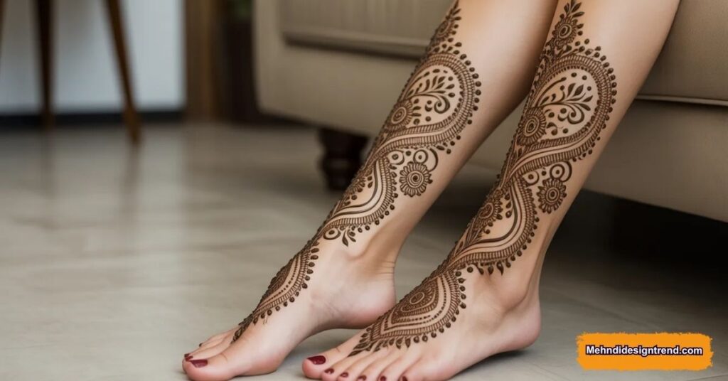 110 Stylish Mehndi Design Ideas for Front, Back & Full Hands 33 Stylish Leg Mehndi Design