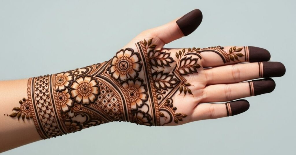 Beautiful Front Hand Simple Mehndi Design That Anyone Can Try 9 Cuff Bracelet with a Mehndi Twist
