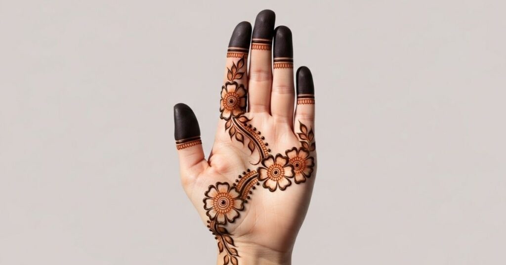 Beautiful Front Hand Simple Mehndi Design That Anyone Can Try 6 Floral Motifs Front Hand Mehndi Design