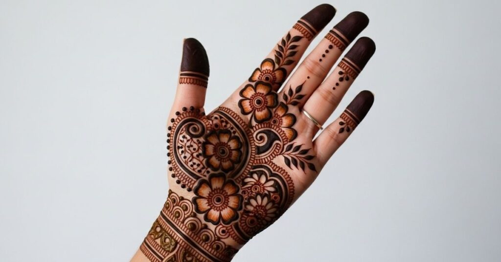 Beautiful Front Hand Simple Mehndi Design That Anyone Can Try 18 Front Hand Mehndi Design for Teej