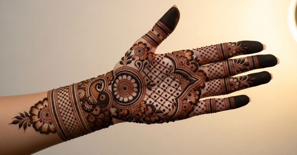 Beautiful Front Hand Simple Mehndi Design That Anyone Can Try 14 The Royal Rajasthani Bridal Mehndi Design for the Full Hand